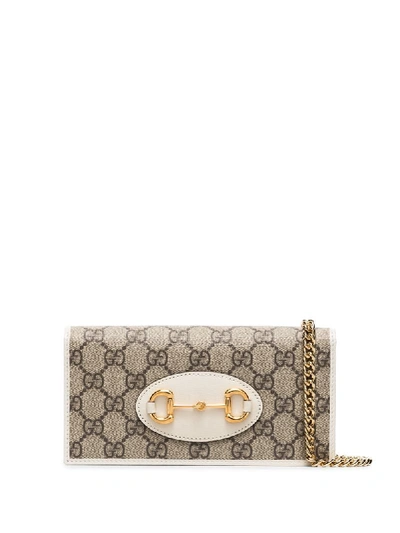 Shop Gucci Horsebit Gg Supreme Hanging Wallet In White