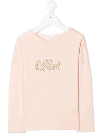 Shop Chloé Logo Print T-shirt In Pink