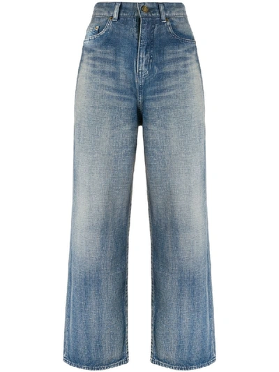Shop Saint Laurent Ausgeblichene Jeans In Blue