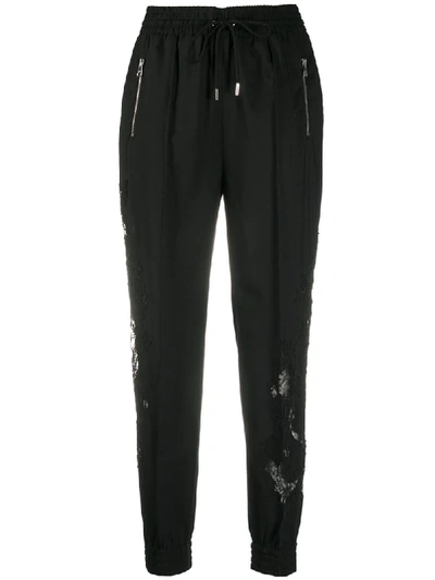Shop Ermanno Scervino Lace Embellished Tapered Trousers In Black