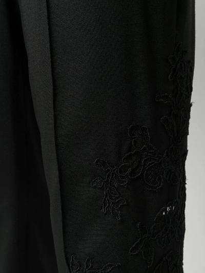 Shop Ermanno Scervino Lace Embellished Tapered Trousers In Black