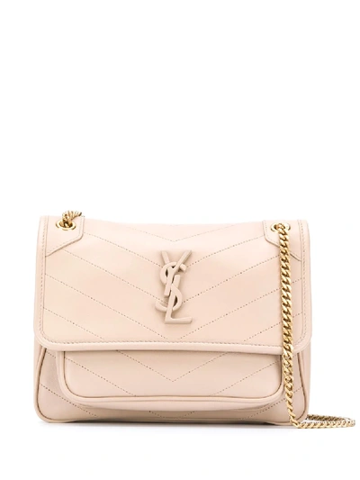 Shop Saint Laurent Niki Quilted Shoulder Bag In Neutrals