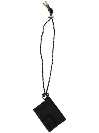 Shop Sacai Tri-fold Wallet With Neck Strap In Black