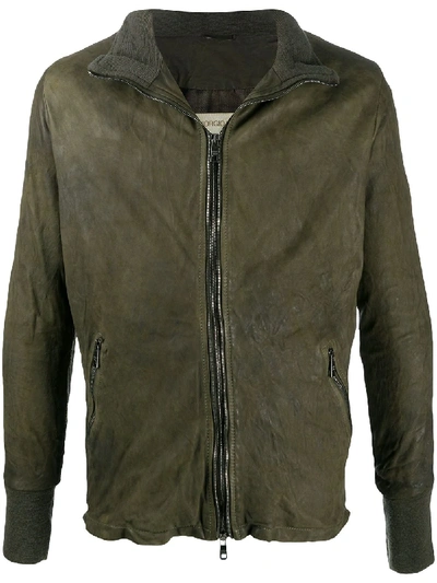 Shop Giorgio Brato Zip-up Leather Jacket In Green