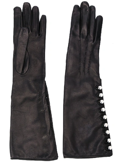 Shop Ermanno Scervino Button Detail Gloves In Black