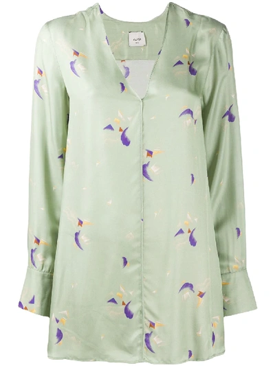 Shop Alysi Pyjama-style Blouse In Green