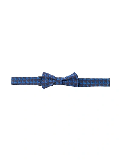 Shop Emporio Armani Logo-print Silk Bow Tie In Blue