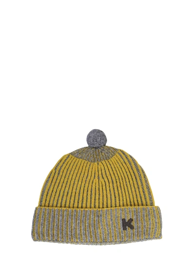 Shop Kenzo Knitted Cap In Grey