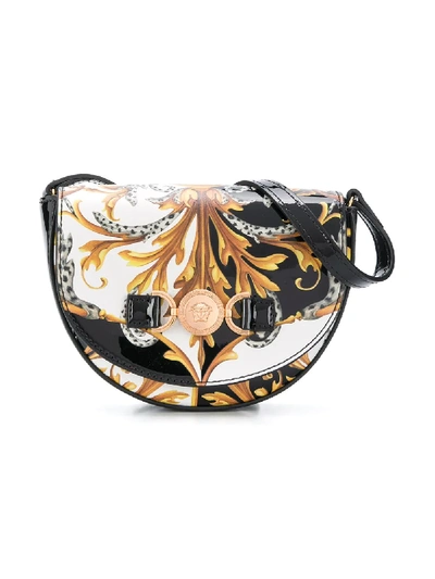 Shop Young Versace Baroque Print Shoulder Bag In Black