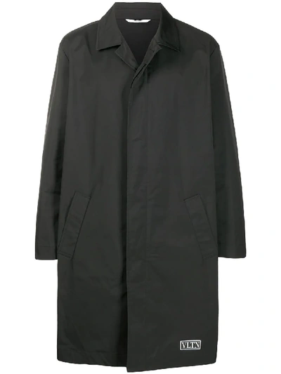 Shop Valentino Single-breasted Mid-length Coat In Black