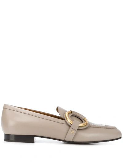 Shop Chloé O-ring Detail Loafers In Neutrals