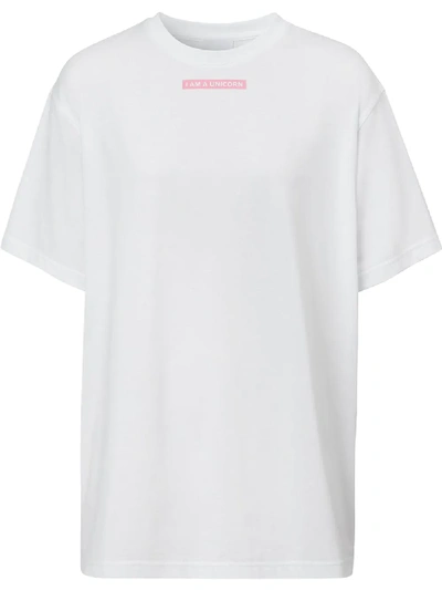 Shop Burberry Unicorn Print T-shirt In White