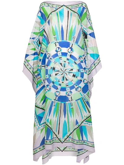 Shop Emilio Pucci Printed Kaftan Dress In Blue