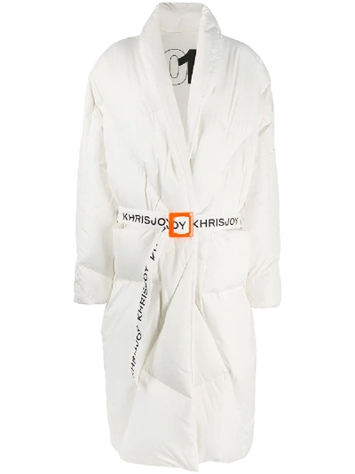 Shop Khrisjoy Belted Padded Coat In White