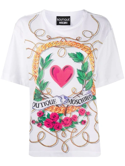 Shop Boutique Moschino Graphic Print Cotton T-shirt In White