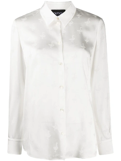 Shop Boutique Moschino Jacquard-goose Blouse In White