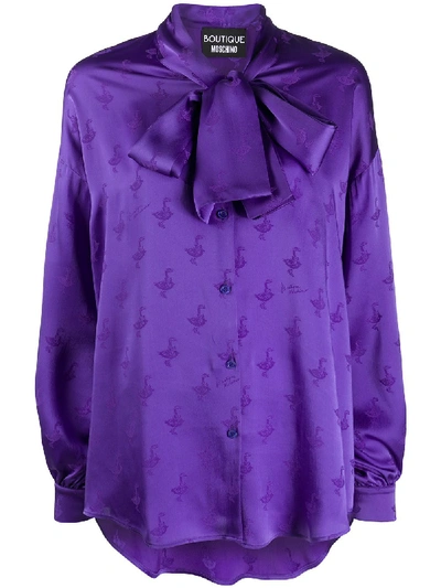 Shop Boutique Moschino Duck Print Volume Blouse In Purple