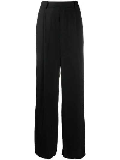 Shop Vince Pleated-detail Straight-leg Trousers In Black