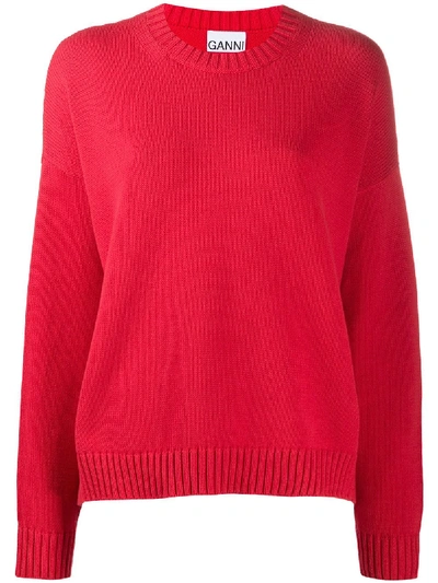 Shop Ganni Long-sleeve Sweatshirt In Red