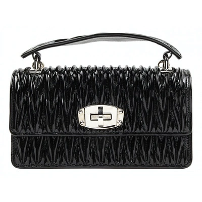 Pre-owned Miu Miu Matelassé Black Patent Leather Handbag
