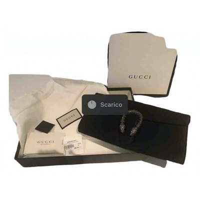 Pre-owned Gucci Dionysus Silk Clutch Bag In Black