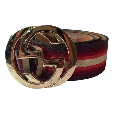 Pre-owned Gucci Interlocking Buckle Multicolour Cloth Belt