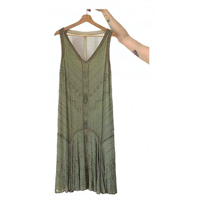 Pre-owned Ralph Lauren N Green Silk Dress