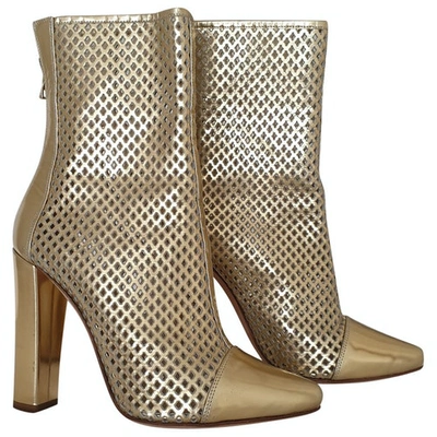 Pre-owned Balmain Leather Ankle Boots In Gold
