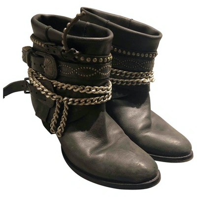 Pre-owned Elena Iachi Black Leather Ankle Boots