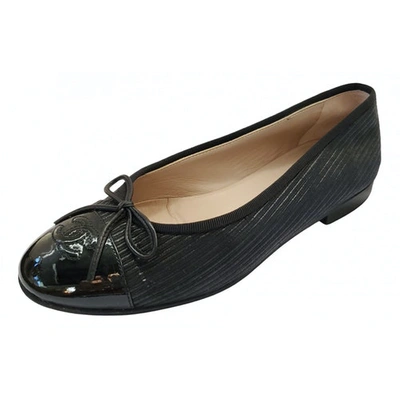 Pre-owned Chanel Black Cloth Ballet Flats