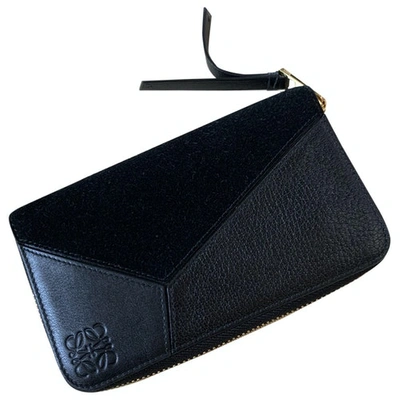 Pre-owned Loewe Puzzle Black Leather Wallet