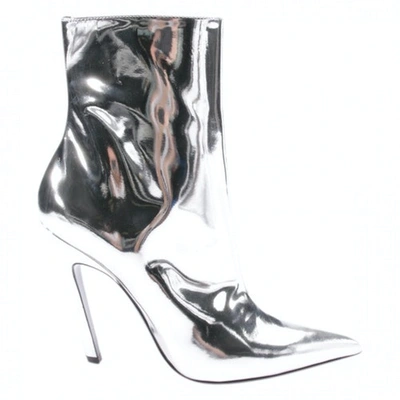 Pre-owned Balenciaga Patent Leather Ankle Boots In Metallic