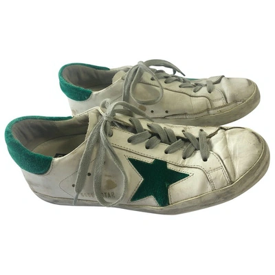 Pre-owned Golden Goose Superstar Green Leather Trainers