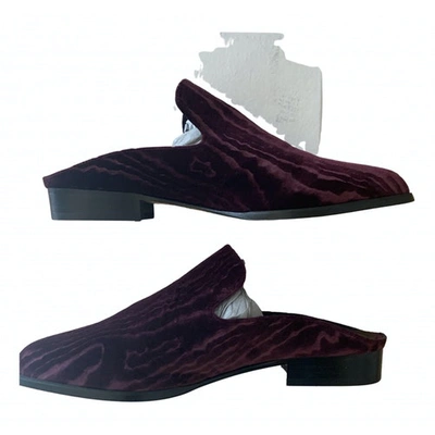 Pre-owned Robert Clergerie Burgundy Velvet Sandals