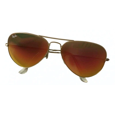 Pre-owned Ray Ban Aviator Red Metal Sunglasses