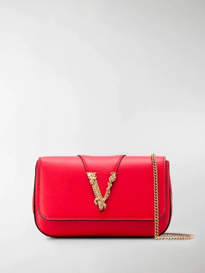 Shop Versace Virtus Crossbody Bag In Red