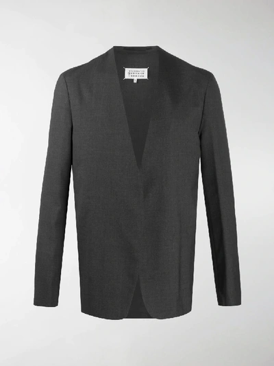 Shop Maison Margiela Collarless Open Front Blazer In Grey