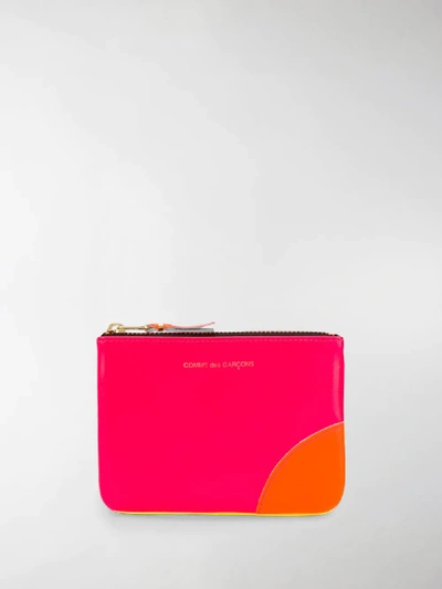 Shop Comme Des Garçons Colour-block Zipped Wallet In Pink