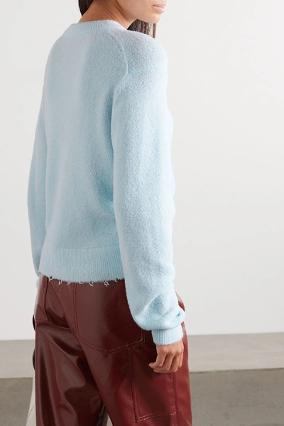 Shop Tibi Distressed Knitted Sweater In Sky Blue