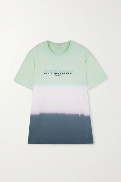 Shop Givenchy Embroidered Dégradé Cotton-jersey T-shirt In Mint