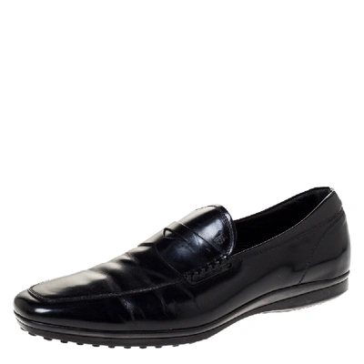 Pre-owned Tod's Black Leather Penny Loafers Size 43