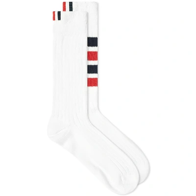 Shop Thom Browne Chunky 4 Bar Sock In White