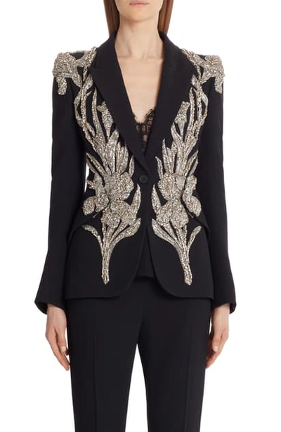 Shop Alexander Mcqueen Embellished Blazer In Black