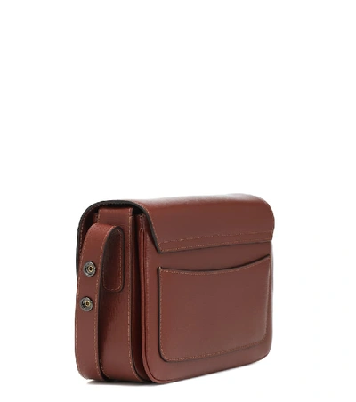 Shop Etro Pegaso Small Leather Shoulder Bag In Brown