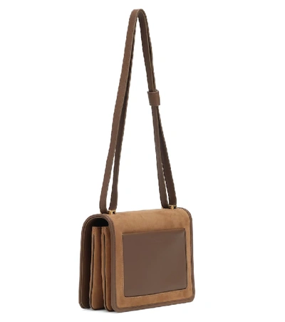 Shop Loro Piana Lock In Suede Crossbody Bag In Brown