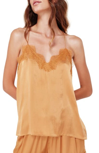 Shop Cami Nyc The Racer Lace Trim Silk Camisole In Camel