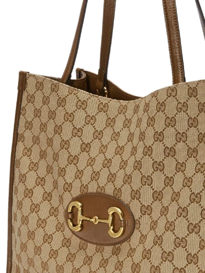 Shop Gucci Horsebit Leather Shopping Bag In Brown