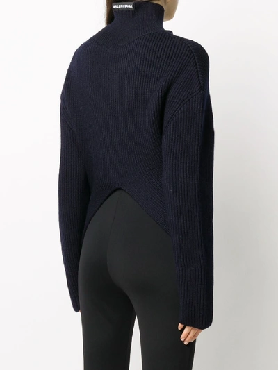 Shop Balenciaga Wool Turtleneck Sweater In Blue