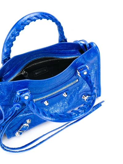 Shop Balenciaga City Mini Leather Handbag In Blue