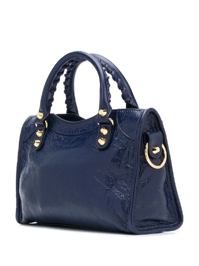 Shop Balenciaga City Mini Leather Handbag In Blue